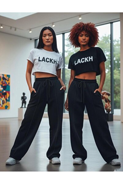 LACKH 2 BUCĂȚI PANTALONI DE SPORT NEGRI ÎMBRĂCĂMINTE ZILNICĂ CONFORTABILĂ, FL...