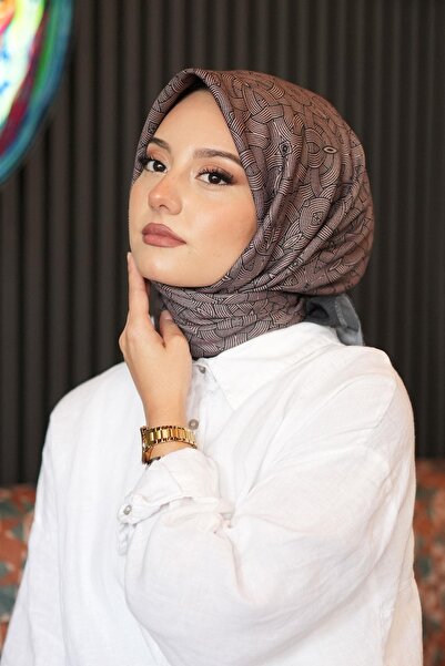 AFVENTE Eșarfă neagră din bumbac cu model geometric