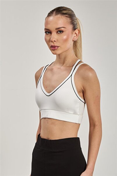 BARRELS AND OIL Women's Bustier with Cross Straps on the Back - White