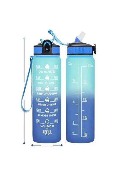 Hope gradient blue 900-1000ml 1L Water Bottle Portable Sport Water Bottle Pre...