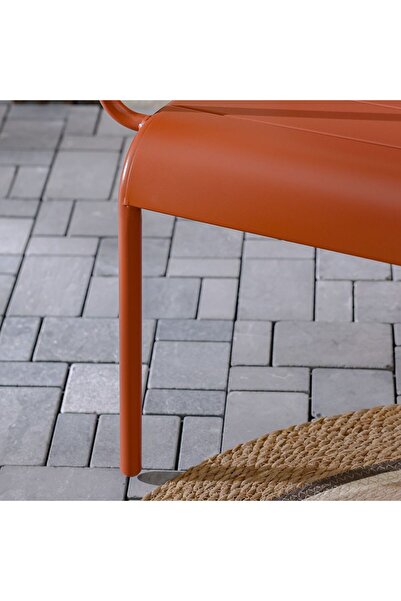 Danube Home Shinola Outdoor Chair - Stylish Red Steel Bench for Outdoor Living, Ideal for Patio & Garden