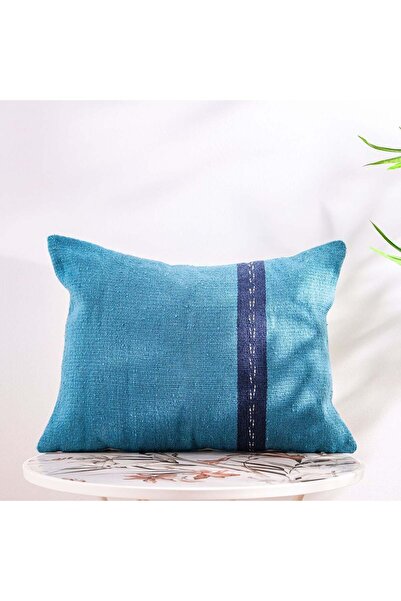 Danube Home Blue Woven Outdoor Cushion 45x60cm - 100% Polyester Garden Accessory for Comfort & Style