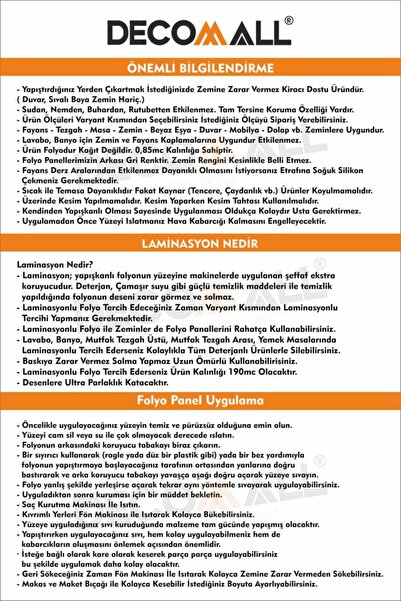 DECOMALL Code 96 Suya Dayanıklı Mutfak Banyo Zemin Mermer Mobilya Fayans Yapışkanlı Folyo Kaplama Laminasyonl