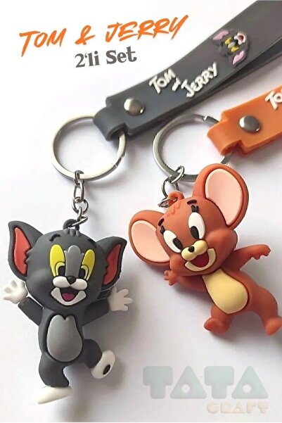 TATA CRAFT Set de 2 brelocuri Tom și Jerry, breloc din silicon, accesoriu pen...