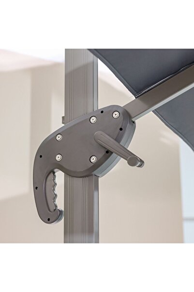 Danube Home Alina Outdoor Umbrella with Base - Grey Polyester, 1 Year Warranty, Ideal for Outdoor Living