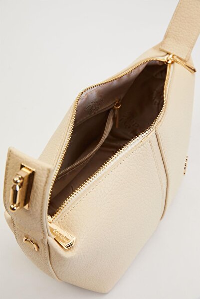 Levidor Cream Stitched Striped Handbag