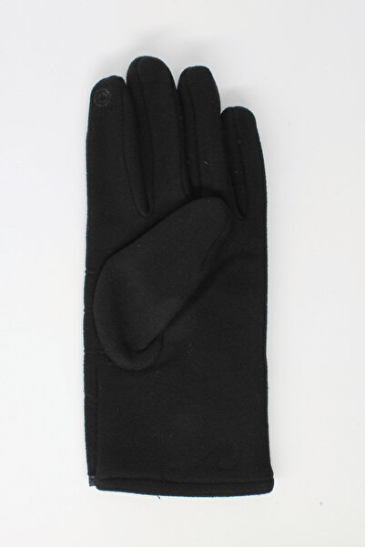 Hat Town Erkek Siyah Süet Dokunmatik Uyumlu Pelüş Astarlı Tokalı Eldiven