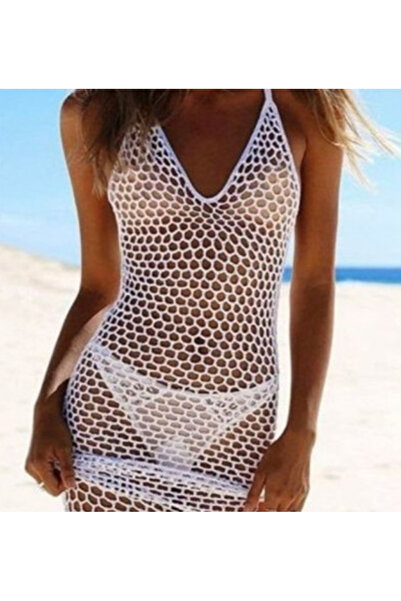 Wear Up Hazego Women's Mesh Pattern Full Length Suspender Knitwear Pareo