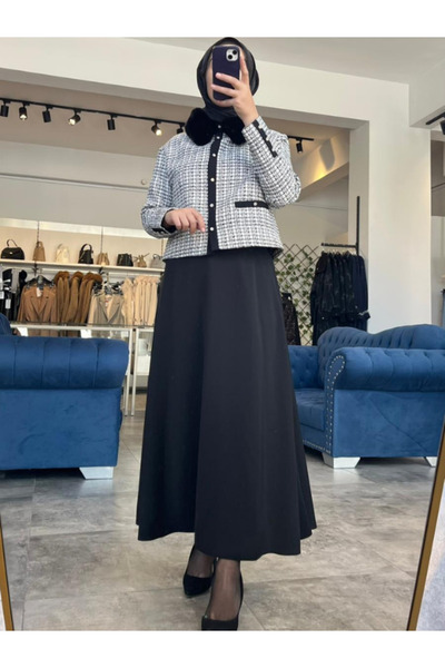 Zühre Women's Fur Collar Detailed Double Suit Tk-1201