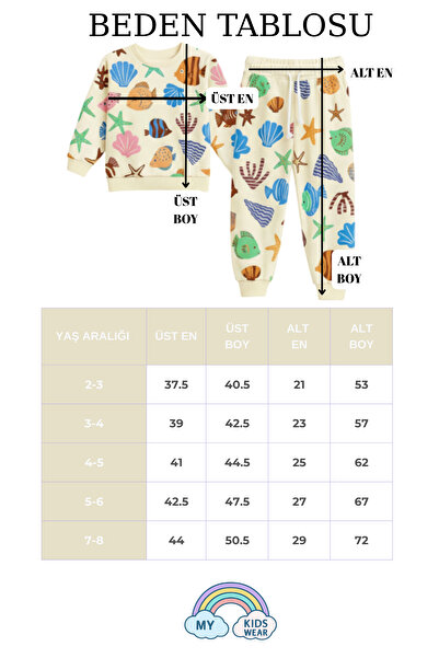 My Kids Wear Kindergarten-Seashell Patterned Silky Suit 2-8 Years Old