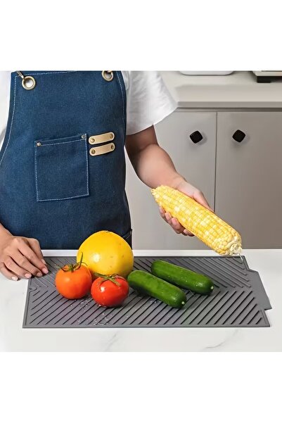 zola Silicone dish drainer, Zola, non-slip, PVC, 43 x 33.5 x 1 cm, gray