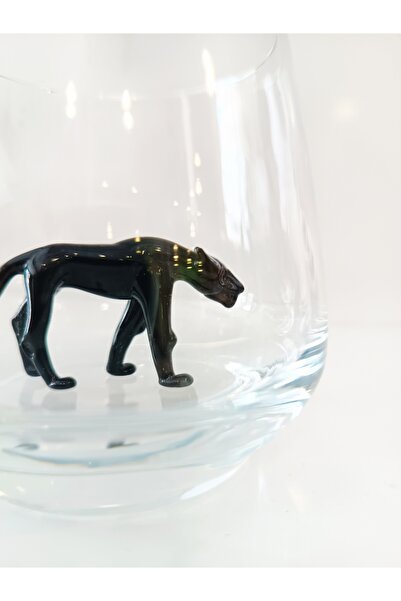 ADAMODART Black Jaguar Glass Figured Water Cup