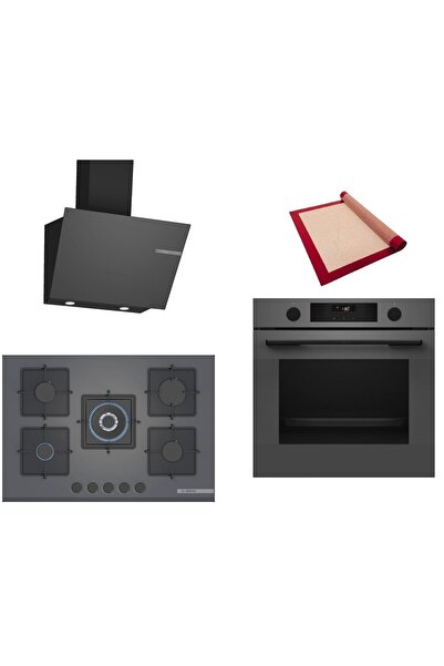 Bosch Gri 3 lü Ankastre Set (HUA736EN0T-PNQ7B9P30O-DWK66PJ70T) Buhar Destekli...