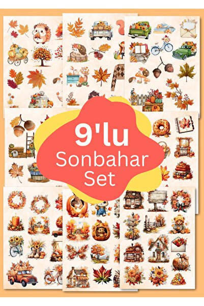 One Little Happiness Set de 9 autocolante vintage de toamnă, potrivite pentru...