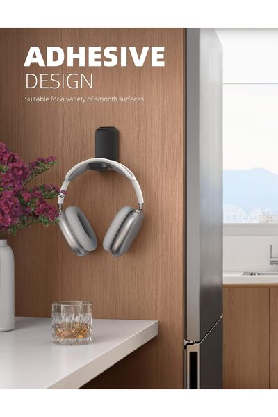 Lamicall حامل سماعة رأس لاصق، خطاف لاصق أسفل المكتب - أسود