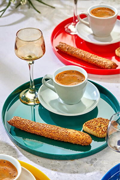 YzHome 6 Kişilik Plastik Mika Renkli Sunum Servis Tepsisi Tepsi 22cm SADECE TEPSİ