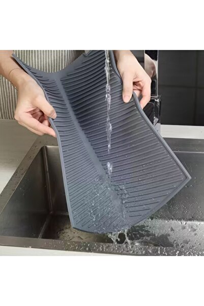 zola Silicone dish drainer, Zola, non-slip, PVC, 43 x 33.5 x 1 cm, gray