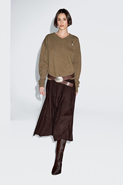 Massimo Dutti %100 yün V yaka triko kazak