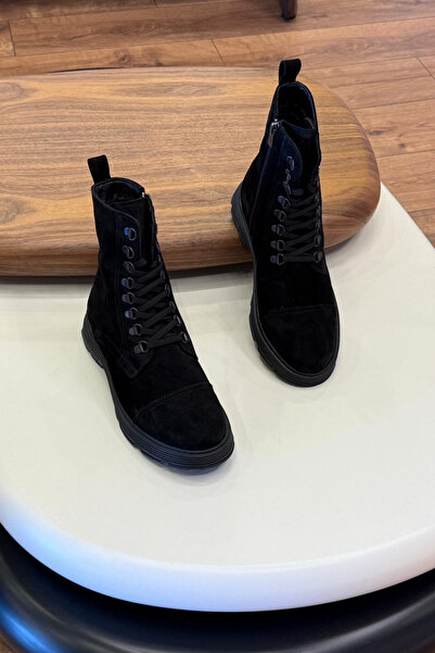 Luiz Paulo 9301 Μαύρες μπότες από γνήσιο δέρμα από καστόρι