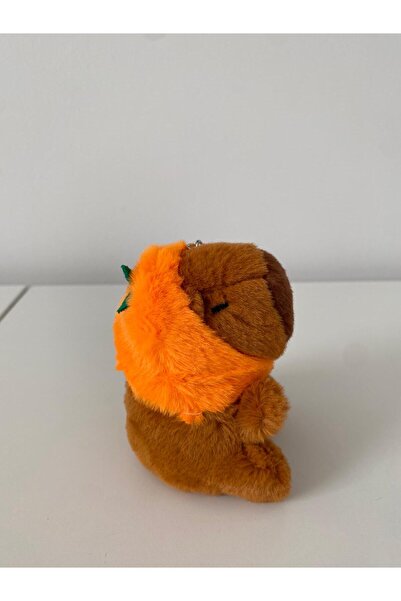 Ahves Sevimli Kahverengi Peluş Anahtarlık – Turuncu Kapşonlu Oyuncak Figür