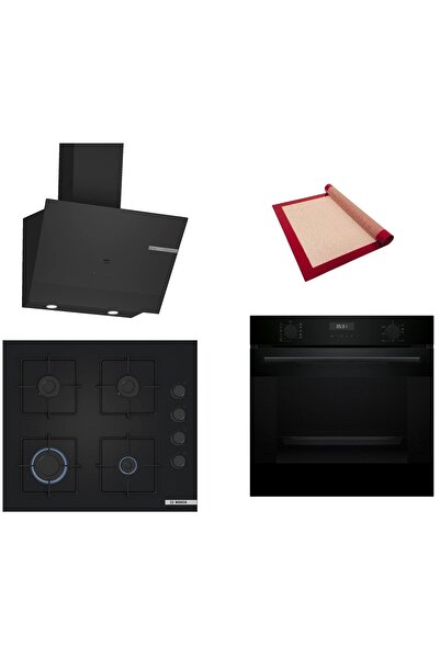 Bosch Siyah 3 lü Ankastre Set (HUA717BA0T-POP6C6P30O-DWK67PJ60T) Buhar Destek...