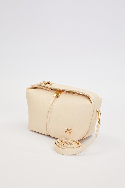 Levidor Cream Stitched Striped Handbag