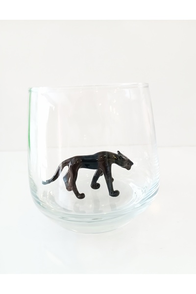 ADAMODART Black Jaguar Glass Figured Water Cup