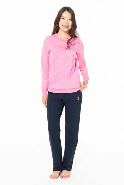 U.S. Polo Assn. Kadın Bisiklet Yaka Uzun Kollu Pijama Takımı S26123 RAHAT KUMAŞ CEPLİ