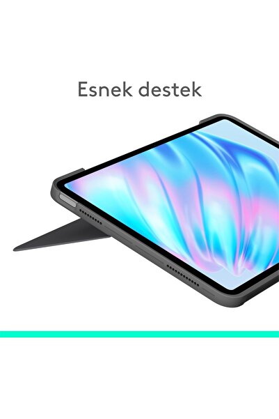 logitech Combo Touch 11" iPad Air M2 ile Uyumlu Türkçe Klavyeli Tablet Kılıfı, Gri 920-013126