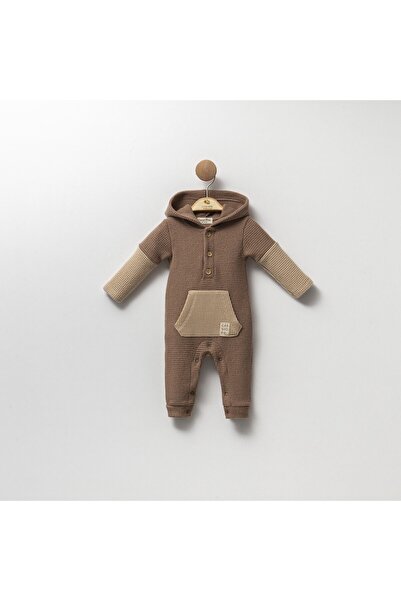 Cassiope Waffle Fabric Baby Boy Hooded Romper