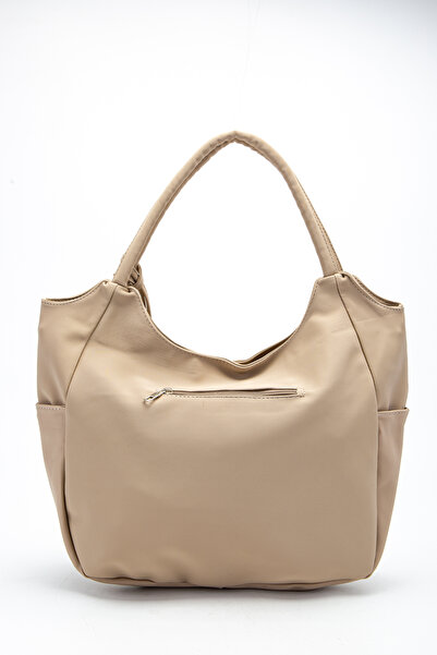 minebag Tassel Charm Detailed Parachute Fabric Eric Shoulder Bag Beige