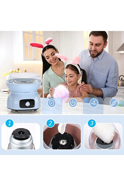 zola Cotton candy maker, 500 W, 9 sticks included, 26 x 23 × 23 cm, blue