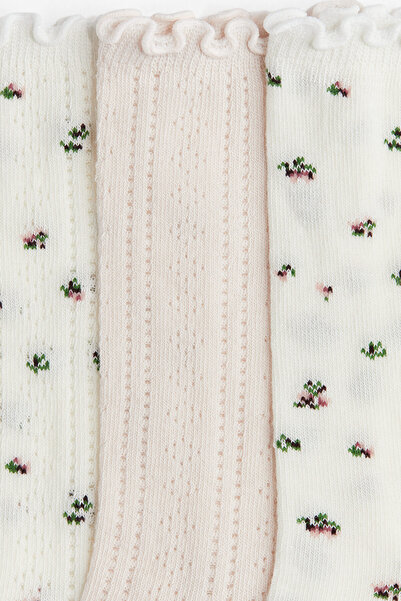 H&M 3’lü Delik Desenli Triko Çorap