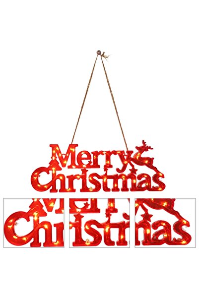 Flippy Christmas LED 3D 'Merry Christmas' Lights, Warm White, 27.5×10.5×1.4 cm, Red