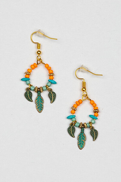 Lila Rosa أقراط فيروزية أصلية على شكل أوراق الشجر