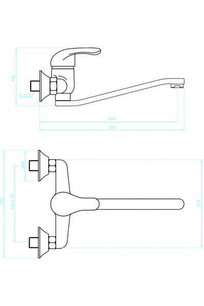 Other Baterie de chiuvetă Kuchinox Pedro cromată, montată pe perete, cu pipă mobilă