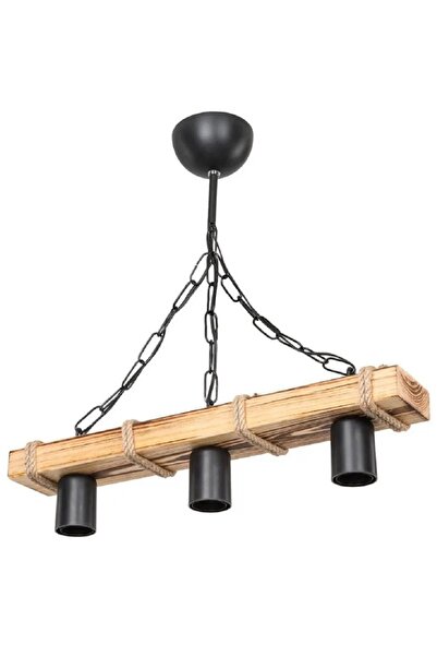 HOMS Wooden chandelier, rustic model, walnut and black color 47 cm