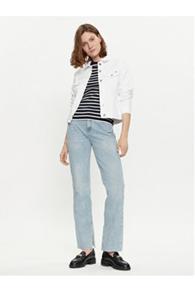 Tommy Hilfiger Jachetă din denim pentru femei WW0WW41336 Alb