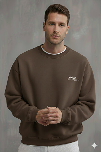 dwnwear Базовий велосипедний комір з принтом Vision Relaxed Regular Зимовий чоловічий світшот