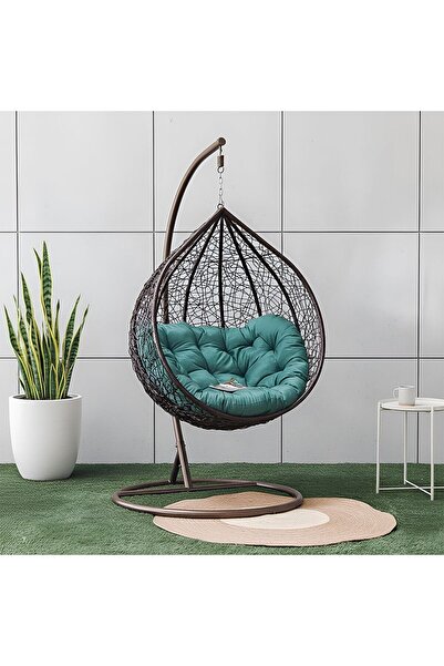 Danube Home Alfa 1-Seater Swing Chair - Green Outdoor Swing with Cushion, 1 Year Warranty, Durable Polyester