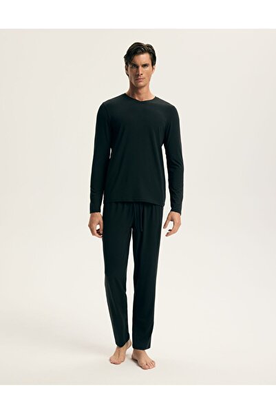 ESOTIQ HOMME Men's Classic Pajama Set Long Sleeve & Pants Cotton & Modal Comfy Housewear | Axiom