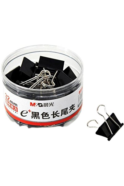 M&G Clips negru, 32 mm, 24 bucati/cutie, cutie din PP,