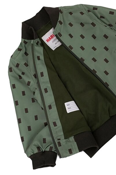 Haribo Boy's Teddy Bear Patterned Bomber Jacket - Khaki