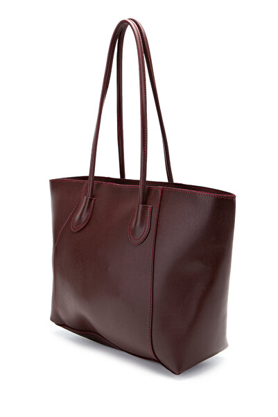 minebag Faux Leather Elena Shoulder Bag Claret Red