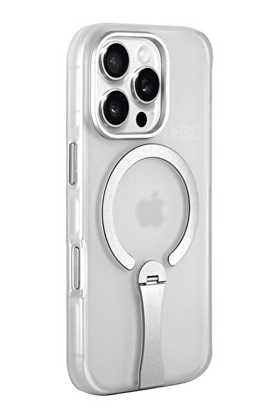 Fuchsia Apple iPhone 16 Pro Max HBC-354 Kunlun Standlı Magsafe Kapak - Şeffaf