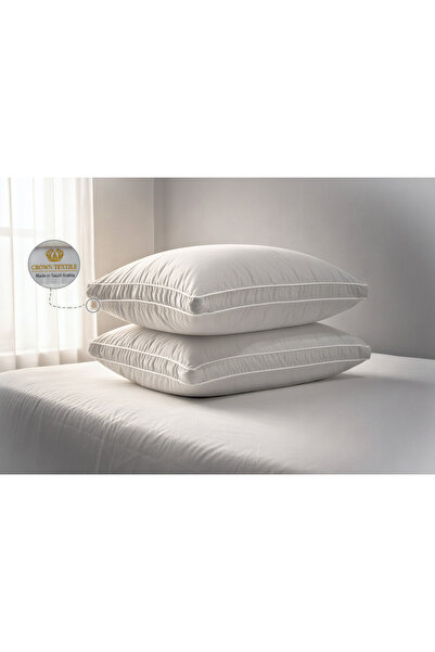 Crown Textile (2 pieces) Pillow with two lines of attractive edges - 1400 grams - made of microfiber, luxury hotel pillow