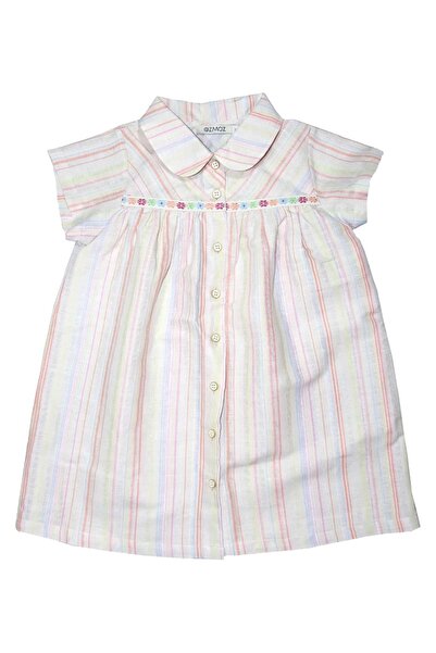 Ozmoz By Mukadder Özden Cotton Linen Striped Summer Baby Girl Dress