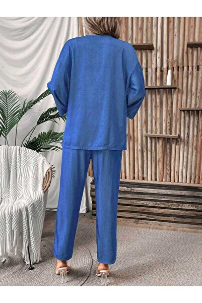 Kokosh moda Set din două piese pentru femei, cu mâneci lungi, cu fața deschisă, jachetă și pantaloni