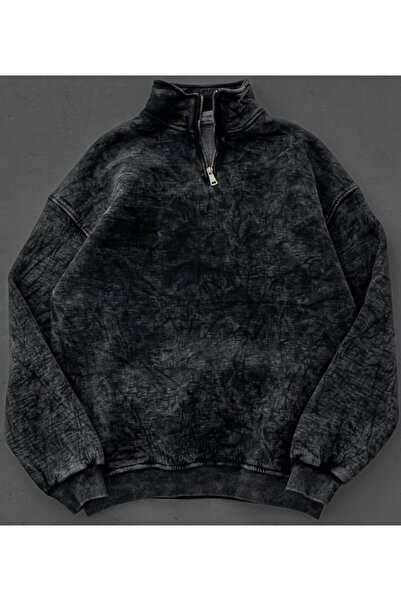 bergibo Yikamali Fabric Oversize Buttoned Collar Sweat - 100% Combed Cotton Oversize Sweatshirt