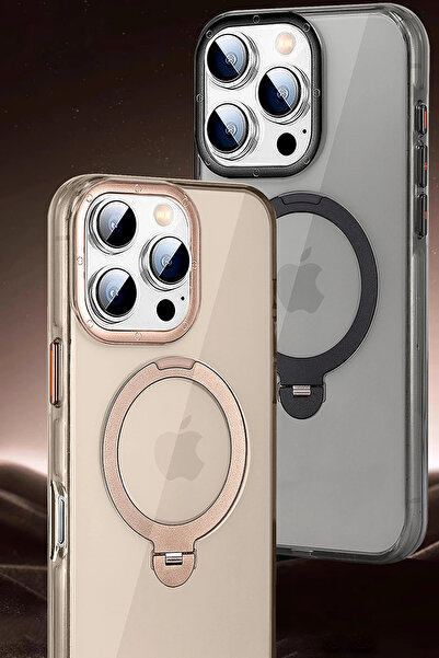 Fuchsia Apple iPhone 16 Pro Max HBC-338 Andes Magsafe Standlı Kapak - Gold